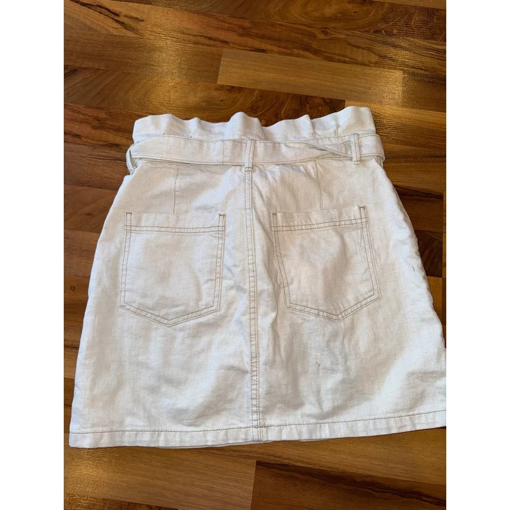 Free People‎ Paperbag Waist Tie Belt tan Mini Skirt Beige Size 8 summer vacation